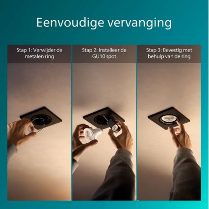 Philips - Set van 3 inbouwspots PERIDOT 1x GU10/7W/230V zwart