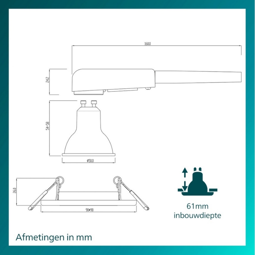 Philips - Set van 3 inbouwspots PERIDOT 1x GU10/7W/230V zwart