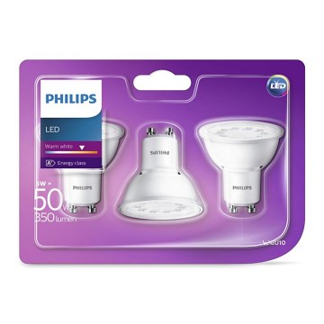 Philips - SET van 3 LED Lampen GU10 / 5W / 230V 2700K