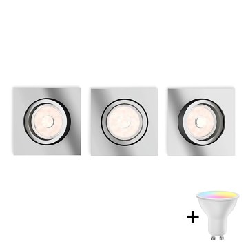 Philips - Set van 3 RGBW dimbare LED-inbouwspots DONEGAL, 3x GU10/4,8W/230V + afstandsbediening