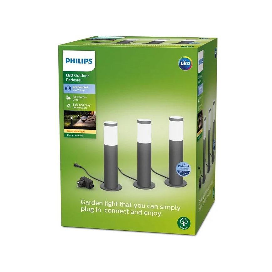 Philips - SET van 3x LED Buitenlamp GARDENLINK LED/24W/230V 2700K IP44