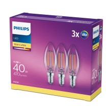 Philips - Set van 3x LED Lampen VINTAGE E14 / 4,3W / 230V 2700K
