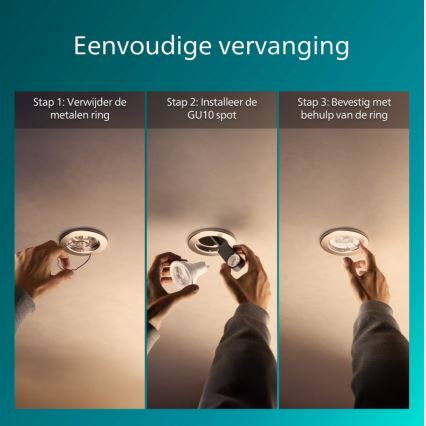 Philips - Set van 5 inbouwspots PERIDOT 1xGU10/7W/230V zilver