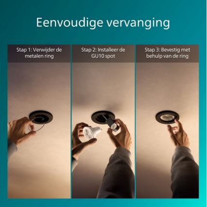 Philips - set van 5 inbouwspots PERIDOT 1xGU10/7W/230V zwart