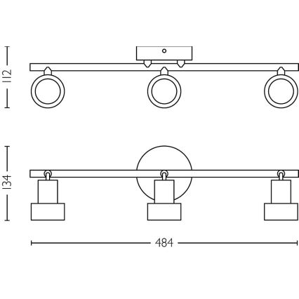 Philips - Spot CONDUIT 3xGU10/5W/230V zwart/messing