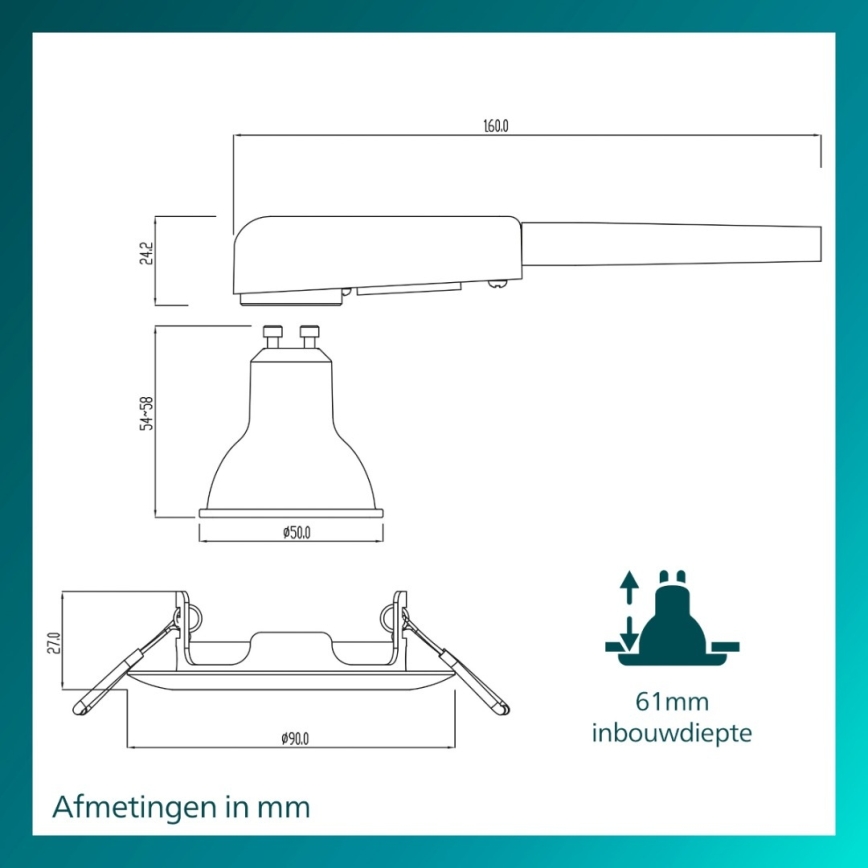 Philips - Spot encastrable PERIDOT 1xGU10/7W/230V argenté