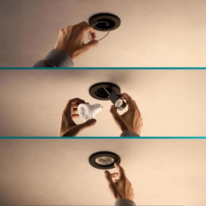 Philips - Spot encastré LED RGBW dimmable PERIDOT 1xGU10/6W/230V noir + télécommande