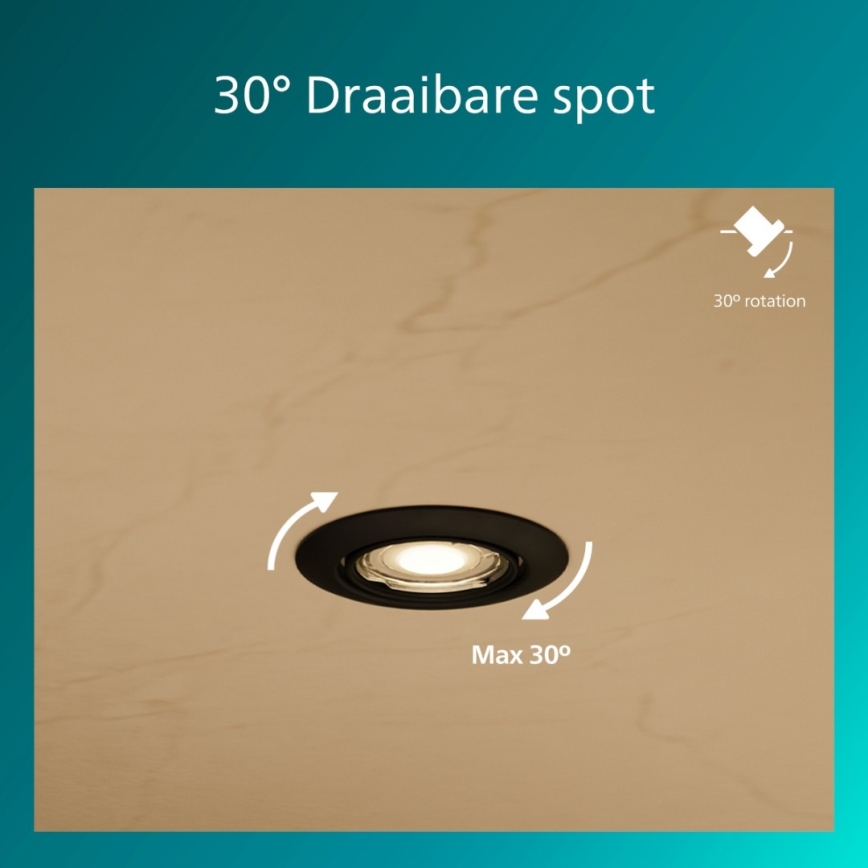 Philips - Spot encastré PERIDOT 1xGU10/7W/230V noir