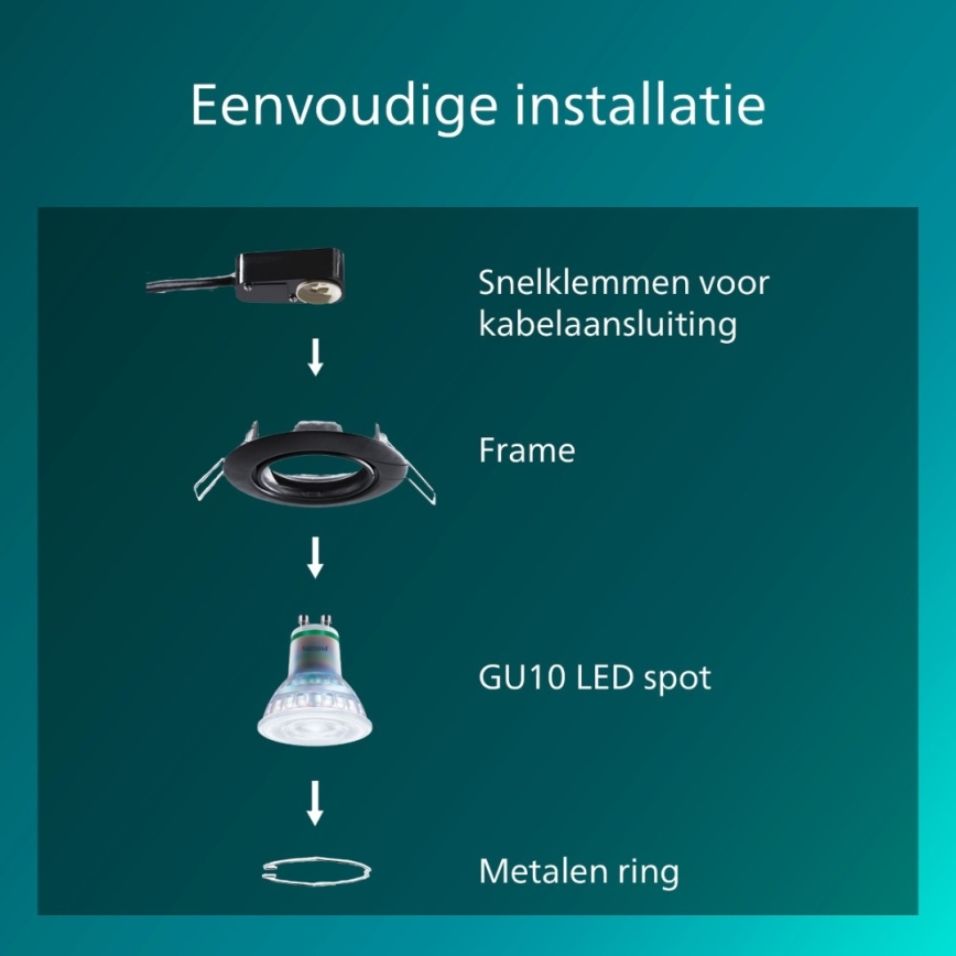 Philips - Spot encastré PERIDOT 1xGU10/7W/230V noir