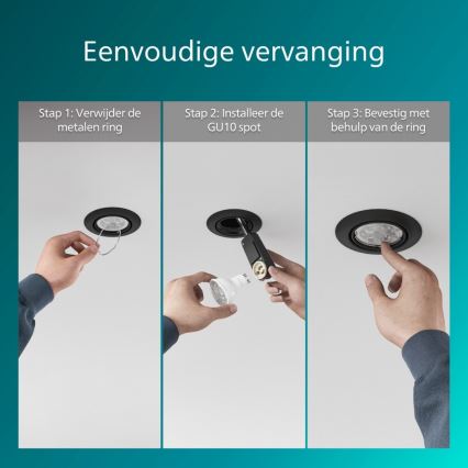 Philips - Spot encastré PERIDOT 1xGU10/7W/230V noir