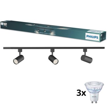 Philips - Spot LED dimmable pour système de rail EASYLINK 3xGU10/6,2W/230V 2200-2700K 1m noir