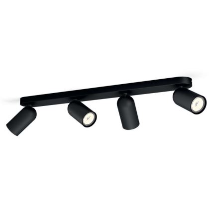 Philips - Spot LED RGBW dimmable PONGEE 4xGU10/4,8W/230V 3000K noir + télécommande