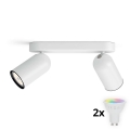 Philips - Spot LED RGBW dimmable PONGEE, 2x GU10, 4,8 W, 230 V, 3000 K, blanc, avec télécommande