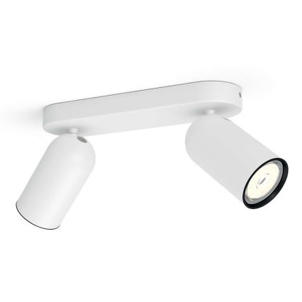 Philips - Spot LED RGBW dimmable PONGEE, 2x GU10, 4,8 W, 230 V, 3000 K, blanc, avec télécommande