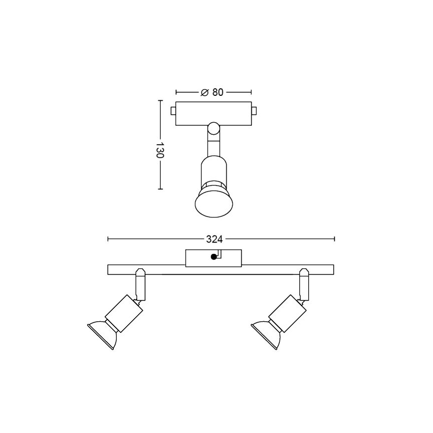 Philips - Spot 2xGU10/50W/230V zwart