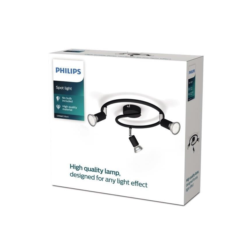 Philips - Spot 3xGU10/50W/230V zwart