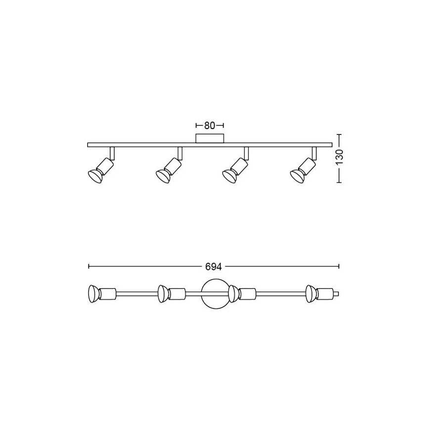 Philips - Spot 4xGU10/50W/230V zwart