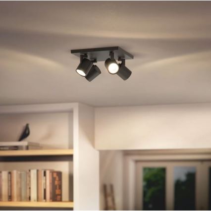 Philips - Spotlamp RUNNER 4x GU10/20W/230V zwart