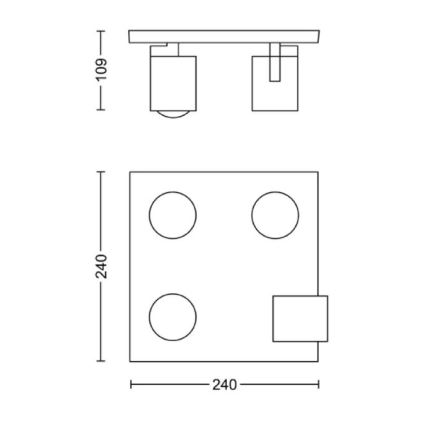 Philips - Spotlamp RUNNER 4x GU10/20W/230V zwart