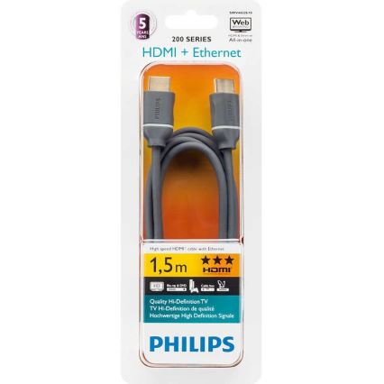 Philips SWV4432S/10 - Câble HDMI avec Ethernet, connecteur HDMI 1.4 A 1,5m gris