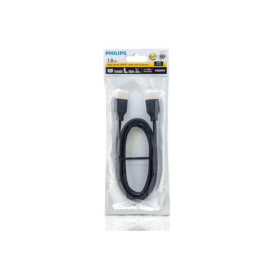 Philips SWV5401H/10 - HDMI kabel met Ethernet, HDMI 1.4 A connector 1,8m zwart