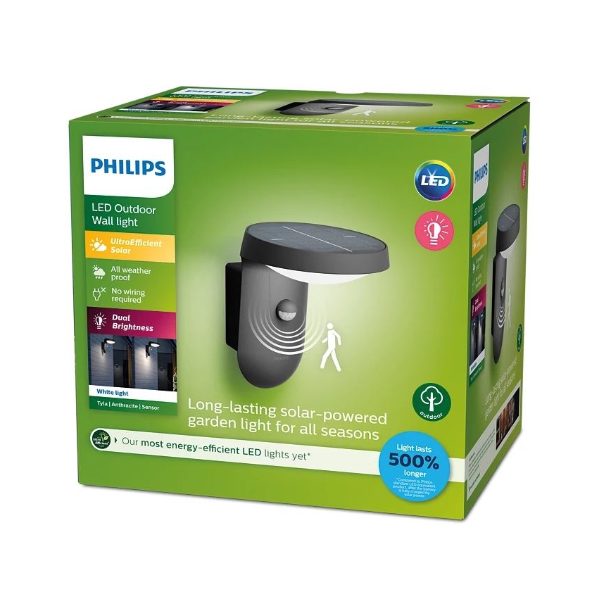 Philips - LED Solarlamp voor aan de muur met bewegings- en schemersensor LED/1,2W/4V 1800 mAh 3000K IP44