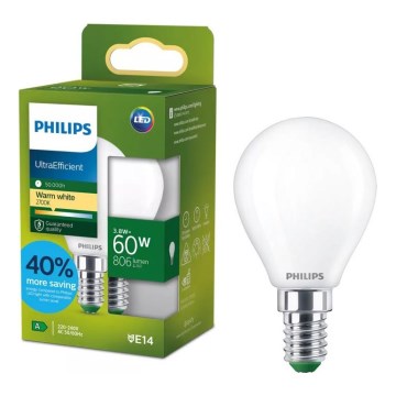 Philips ULTRAEFFICIENT LED-lamp P45 E14/3,8W/230V 2700K