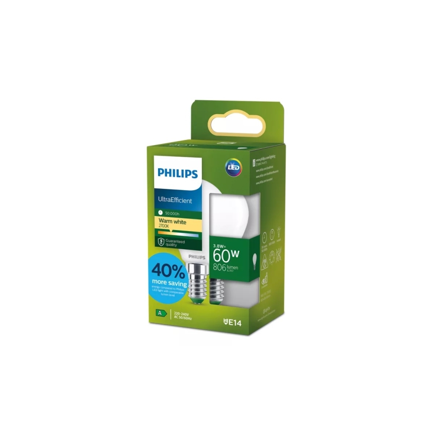 Philips ULTRAEFFICIENT LED-lamp P45 E14/3,8W/230V 2700K