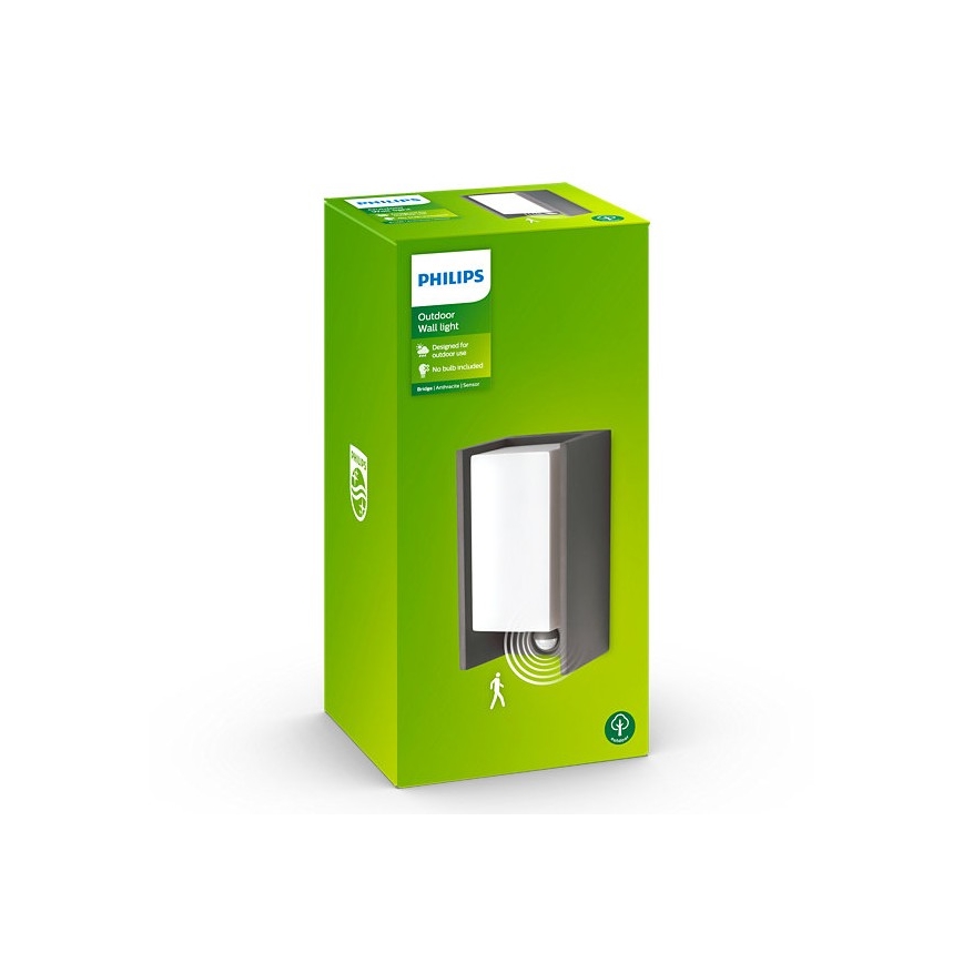 Philips - Wand Lamp voor Buiten met Sensor BRIDGE 1xE27/15W/230V IP44