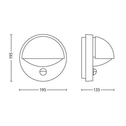 Philips - Wand Lamp met Buiten met Sensor JUNE 1xE27/12W/230V IP44