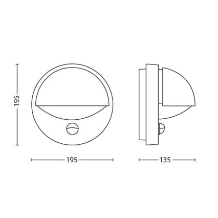 Philips - Wand Lamp voor Buiten met Sensor 1xE27/12W/230V IP44