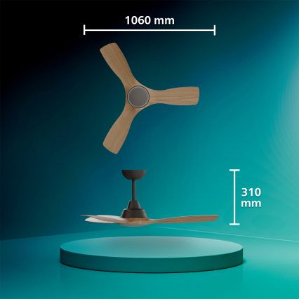 Philips - Ventilateur de plafond LED dimmable OLAS LED/24W/230V Ø 106 cm noir/marron + télécommande