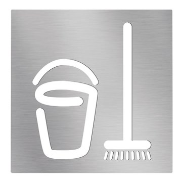 Pictogram Schoonmaakruimte 12x12 cm RVS/zilver