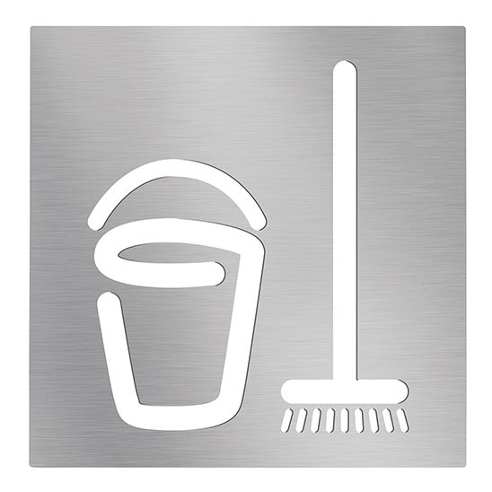 Pictogram Schoonmaakruimte 12x12 cm RVS/zilver
