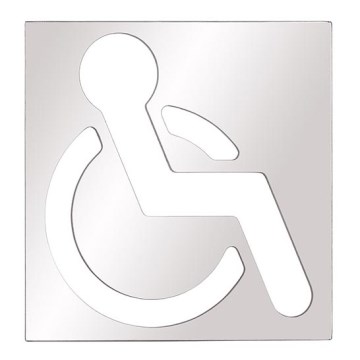 Pictogram voor mindervaliden 12x12 cm roestvrij staal/zilver