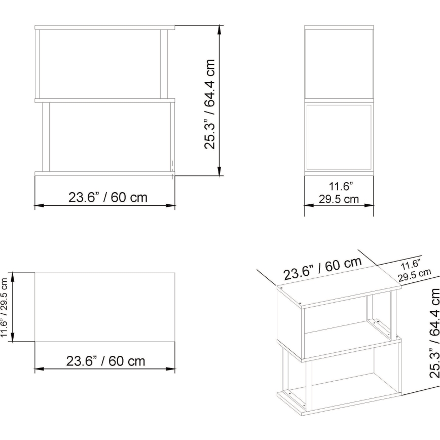 Pièce d'étagère LIMA 64x60 cm blanc/marron