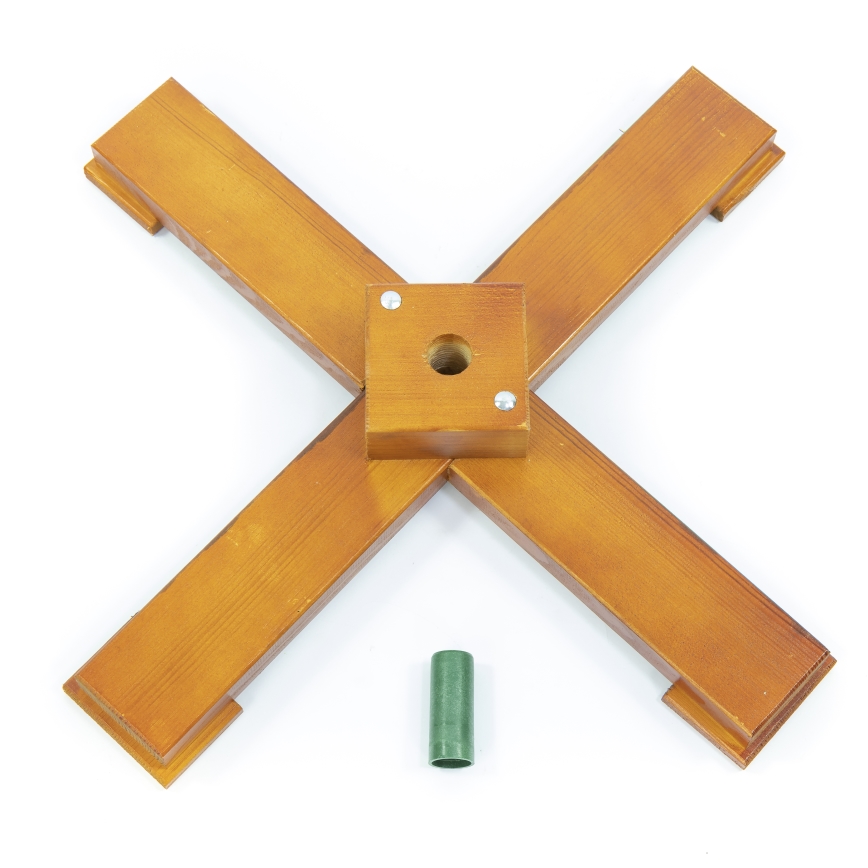 Pied en bois pour sapin de Noël — diamètre du support : 33 mm, construction robuste et stable pour une installation facile et un maintien sûr.