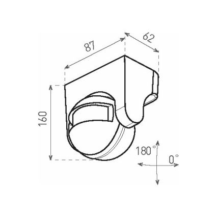 PIR-bewegingssensor voor buiten 1200W/230V IP44, zwart