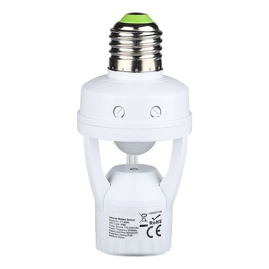 PIR-sensor voor E27-lamp, wit