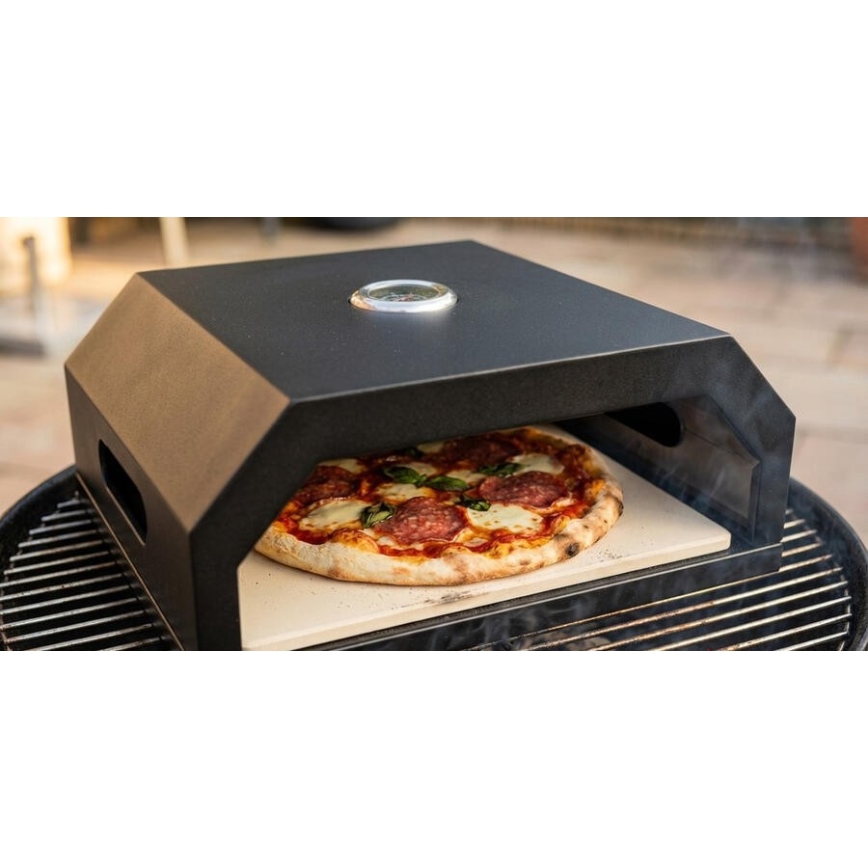 Pizzaoven met thermometer 40x34,5x16 cm zwart