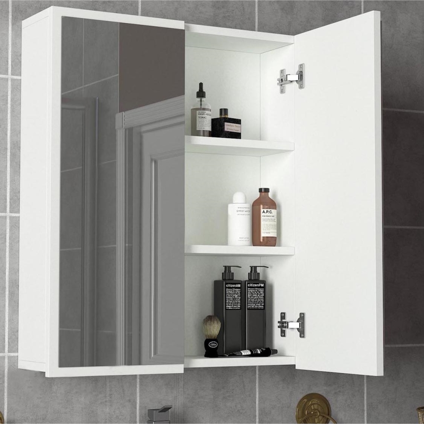 Placard de salle de bain avec miroir KAYLA 78x60 cm blanc