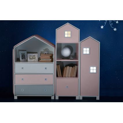 Placard pour enfant MIRUM 126x80 cm blanc/gris/rose