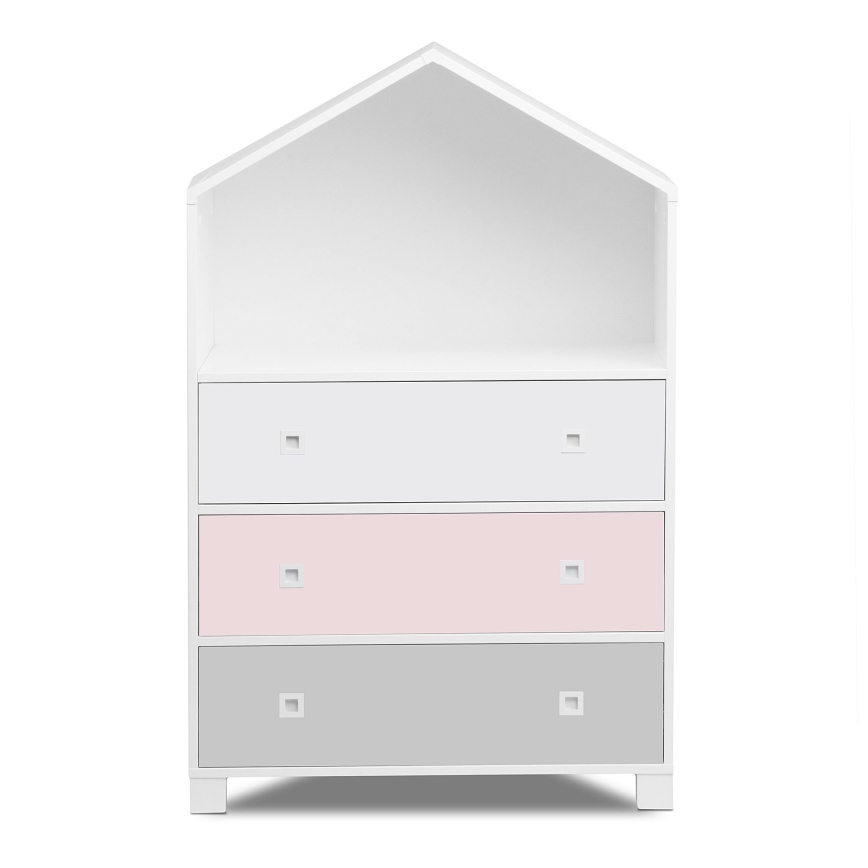 Placard pour enfant MIRUM 126x80 cm blanc/gris/rose