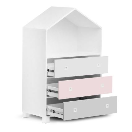 Placard pour enfant MIRUM 126x80 cm blanc/gris/rose
