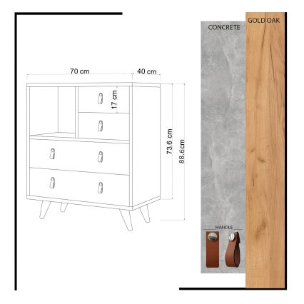 Placard WITLOF 87x70 cm marron/gris