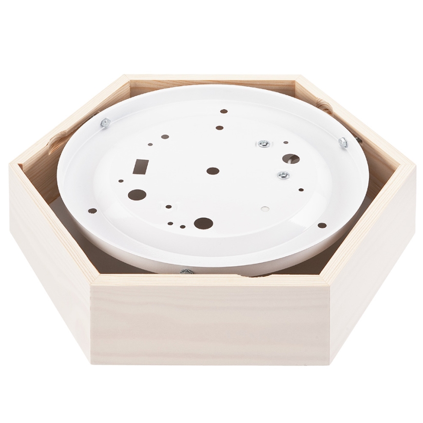 Plafond Lamp HEX 1xE27/60W/230V d. 32 cm dennen wit