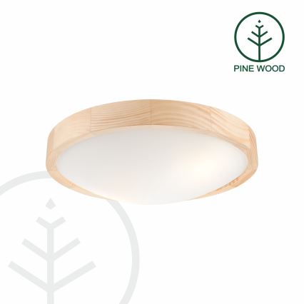 Plafond Lamp NATURAL SLIM 2xE27/60W/230V Ø 37 cm grenen
