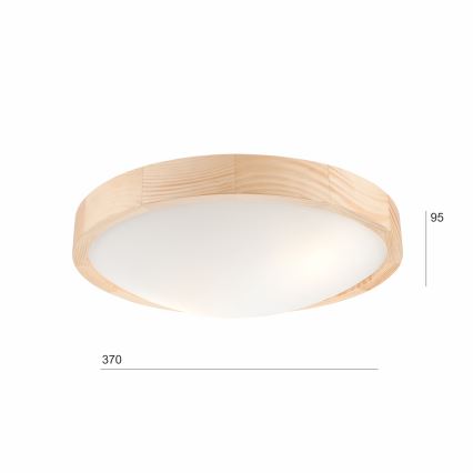 Plafond Lamp NATURAL SLIM 2xE27/60W/230V Ø 37 cm grenen