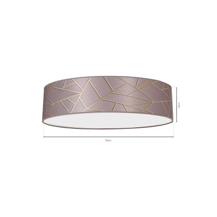 Plafond Lamp ZIGGY 3xE27/60W/230V roze/goud