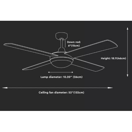 Plafond Ventilator 2xE27/20W/230V + afstandsbediening